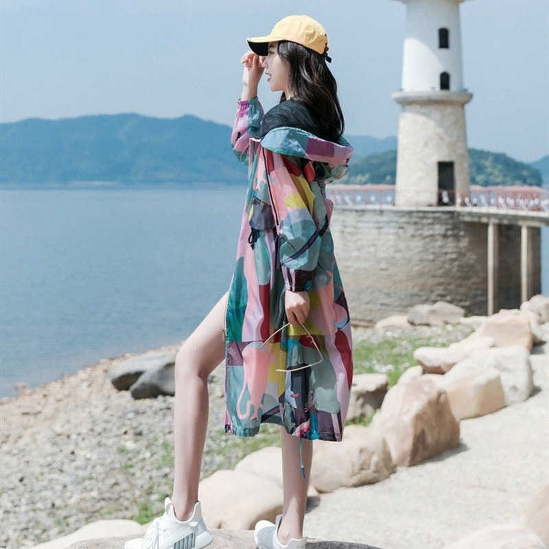 Manteau mi-long coréen respirant pour femmes, vêtements de protection solaire, veste de protection UV, vêtements actifs d'extérieur, mince, nouveau, été