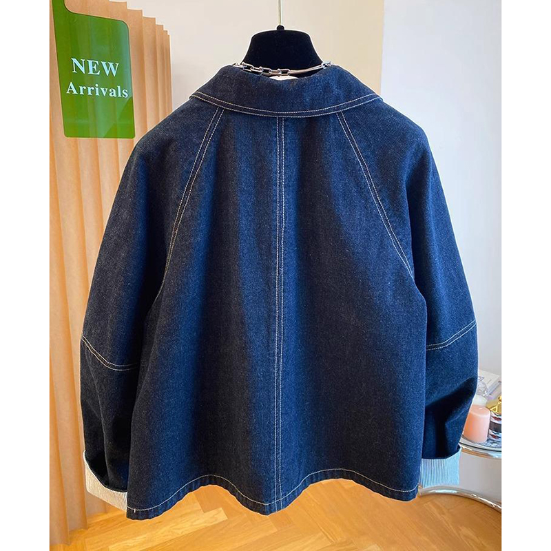 Femmes Denim vestes 2025 nouveau Style coréen bleu foncé à manches longues simple boutonnage manteaux printemps automne Vintage veste ample hauts