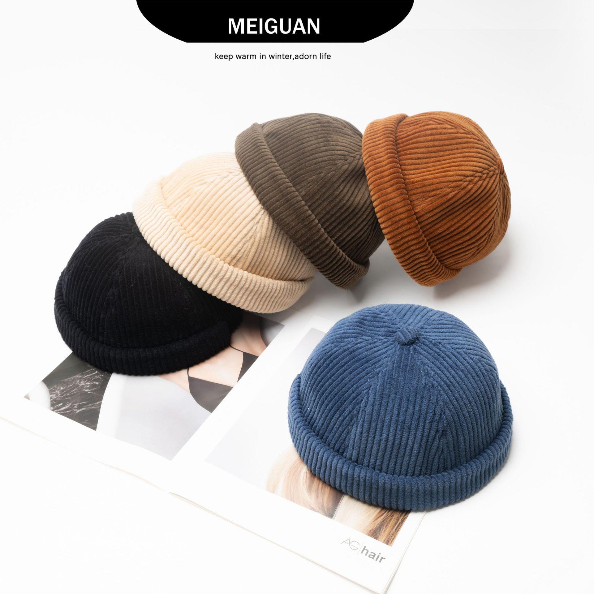Casquette sans bords en velours côtelé pour hommes et femmes, chapeau de propriétaire réglable, bonnet rétro Docker, unisexe, Hip Hop, Streetwear, dôme, nouvelle collection