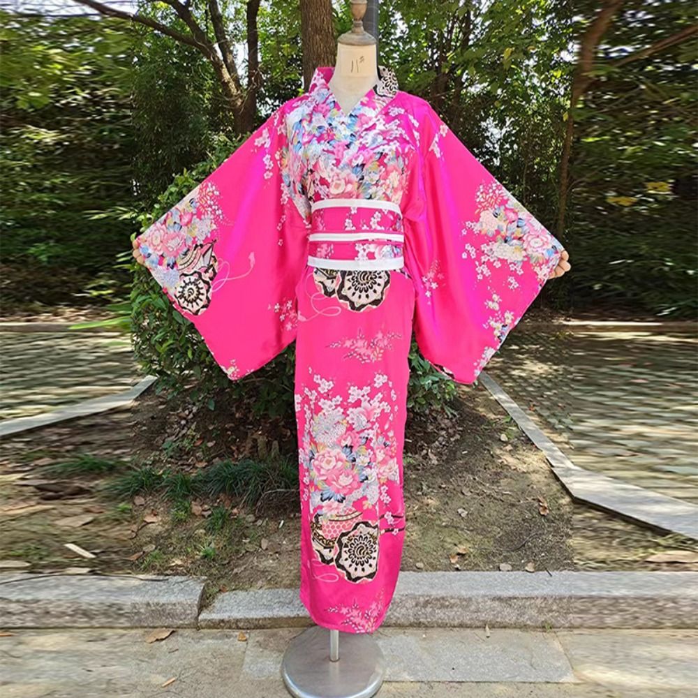 Costume de Cosplay Kimono japonais traditionnel, robe Kimono de Style japonais imprimé Floral Sakura pour fille, élégance asiatique