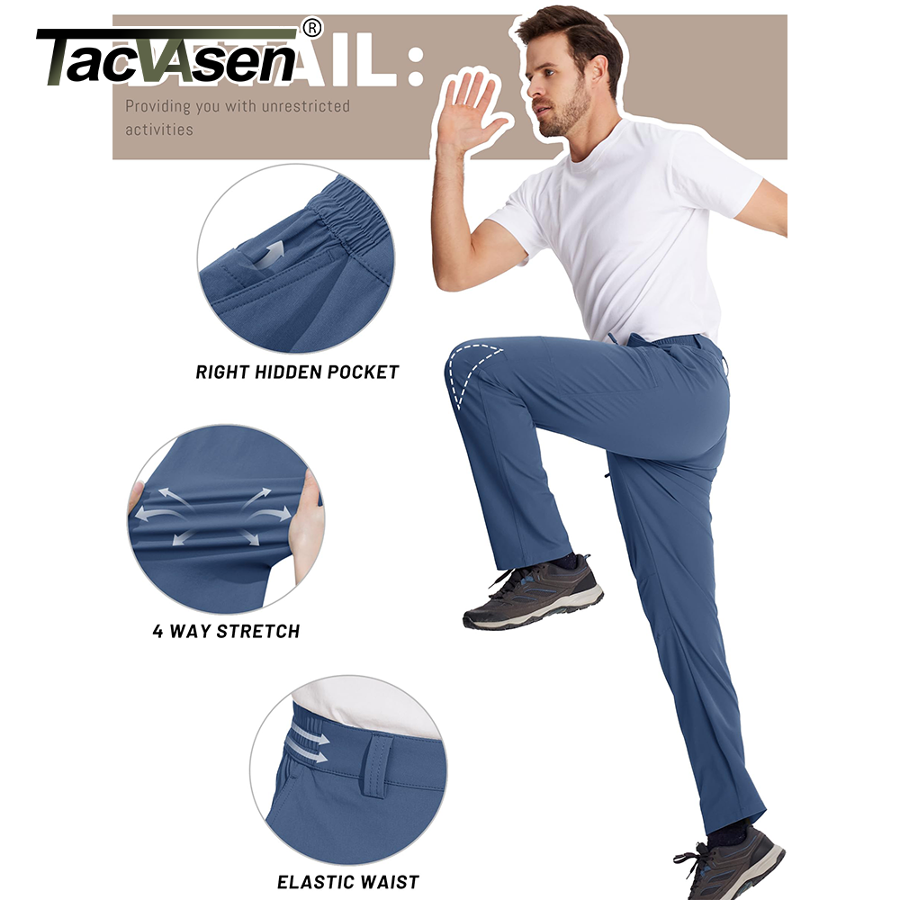 TACVASEN-Pantalon de Randonnée observateur pour Homme, Pantalon de Travail Cargo à vaccage Rapide, Nylon Imperméable, Pantalon de Trekking en Plein Air, Pantalon de Pêche, FJM