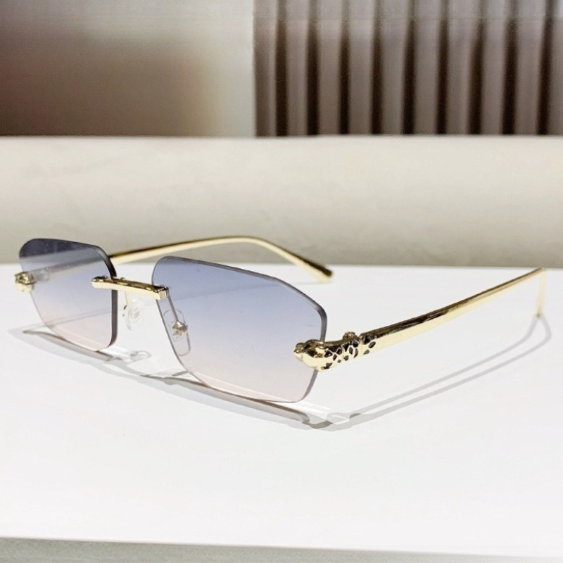 Lunettes de soleil œil-de-chat sans monture pour hommes, verres dégradés décoratifs, lunettes anti-lumière bleue transparentes pour femmes, lunettes de soleil rectangulaires