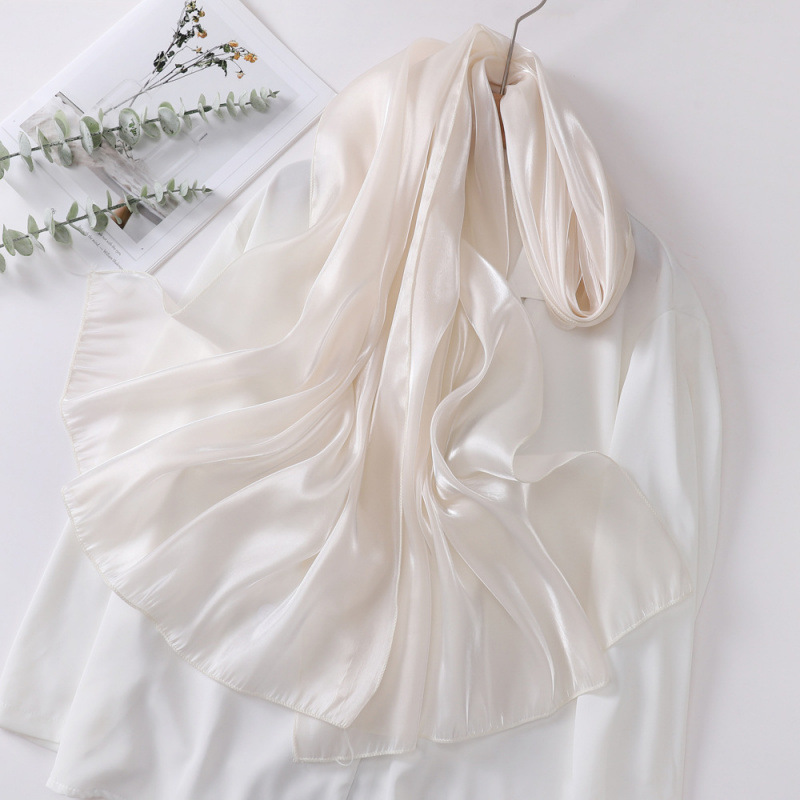 Foulard en soie Organza 70*200cm pour femmes, foulard de couleur unie brillant et élégant