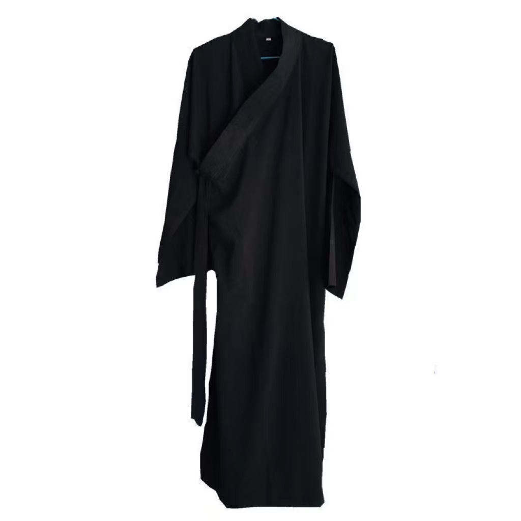 Vêtements taoïstes anciens pour hommes et femmes, col incliné fin, Costume traditionnel chinois Vintage Hanfu, longue Robe Dharma, vêtements Zen