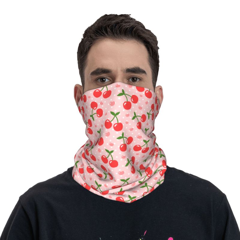 Cache-cou Bandana Cœur Rouge Cerise Rose pour Femme et Homme – Écharpe de Randonnée, Cache-cou de Ski, Cache-cou Coupe-Vent et Anti-Poussière, Cache-Visage, Bandeau