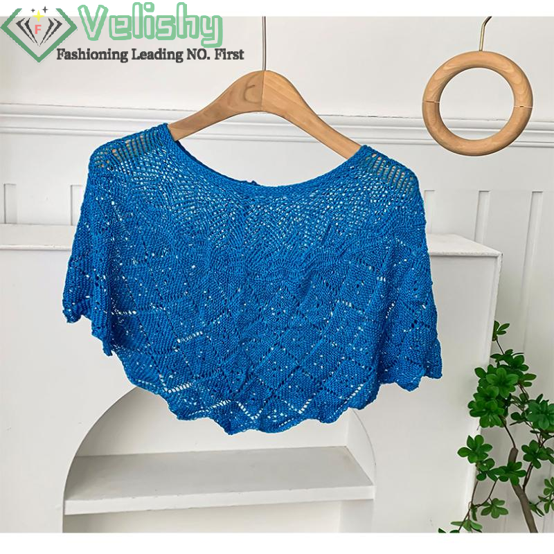 Châle tricoté en soie glacée pour femmes, léger, ajouré, Design à la mode, couverture d'épaule à paillettes, enveloppe de tête sur l'épaule, été