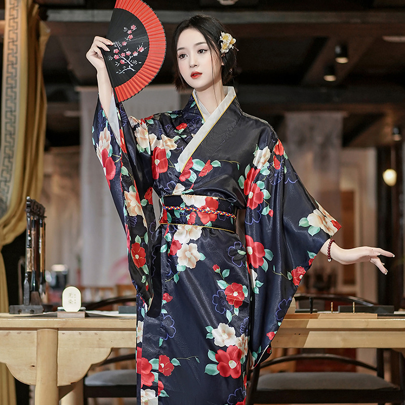 Kimono Japonais Traditionnel avec Obi Vintage pour Femme, Robe de Soirée, Geisha, Costume de Spectacle sur Scène, Cosplay