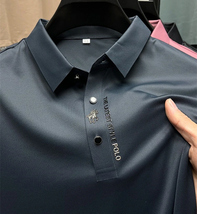 Haute qualité Ice Silk manches courtes hommes polo shirt été nouvelle marque mode broderie DESIGN TOP respirant cool t - shirt