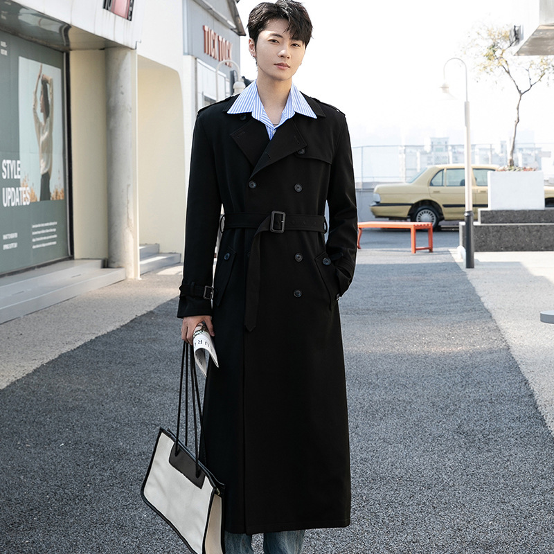 Veste longue pour hommes, Trench-Coat d'automne, intelligent, décontracté, Style britannique, Double boutonnage, luxe, col rabattu, vêtements d'extérieur