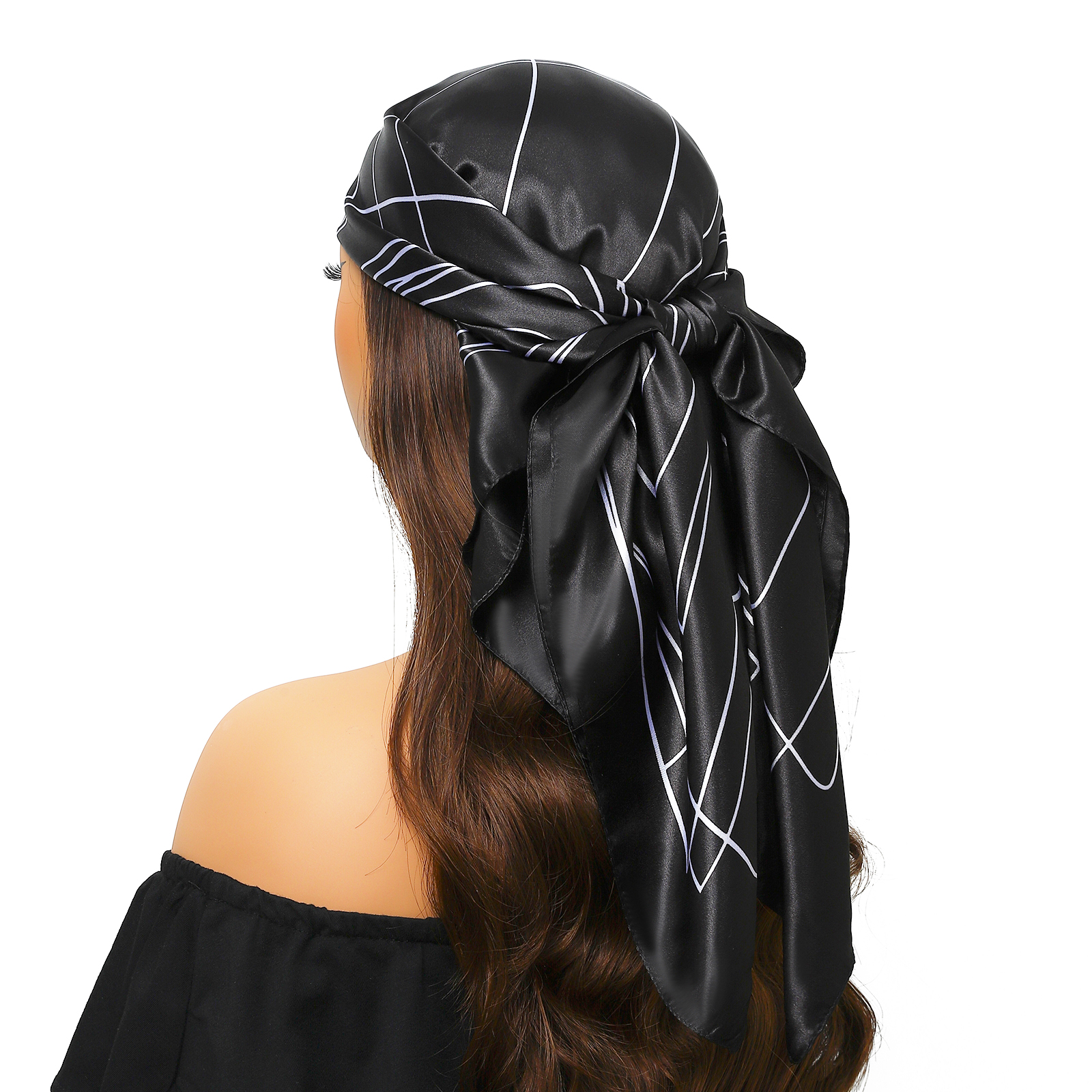 90*90 cm Foulard en soie Scarftop chapeaux pour Femme mode quatre saisons cheveux accessoires Hijab Foulard Bandana Femme Foulard