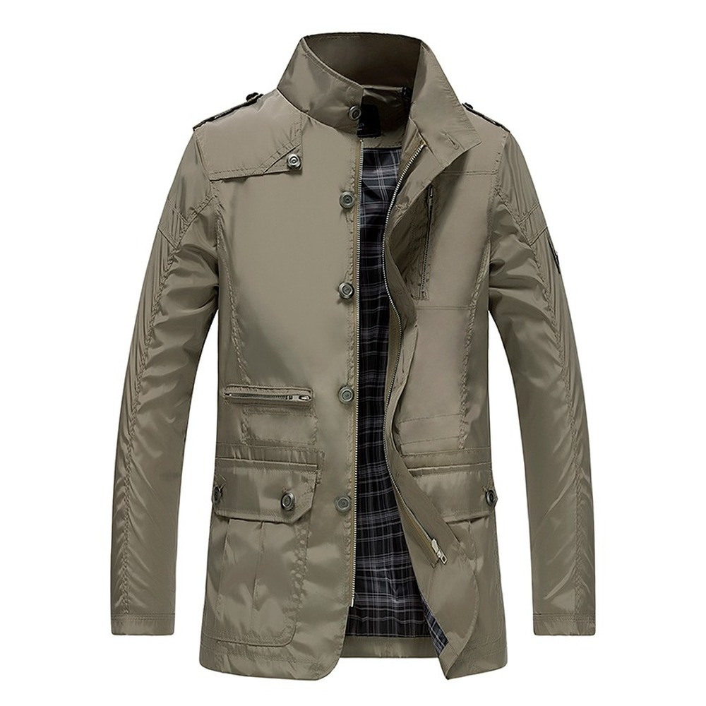 Trench-Coat Long classique pour hommes, pour l'été, fin, décontracté, kaki, fermeture éclair, coupe-vent, Streetwear, vêtements d'extérieur, Baggy, veste d'université, 2021