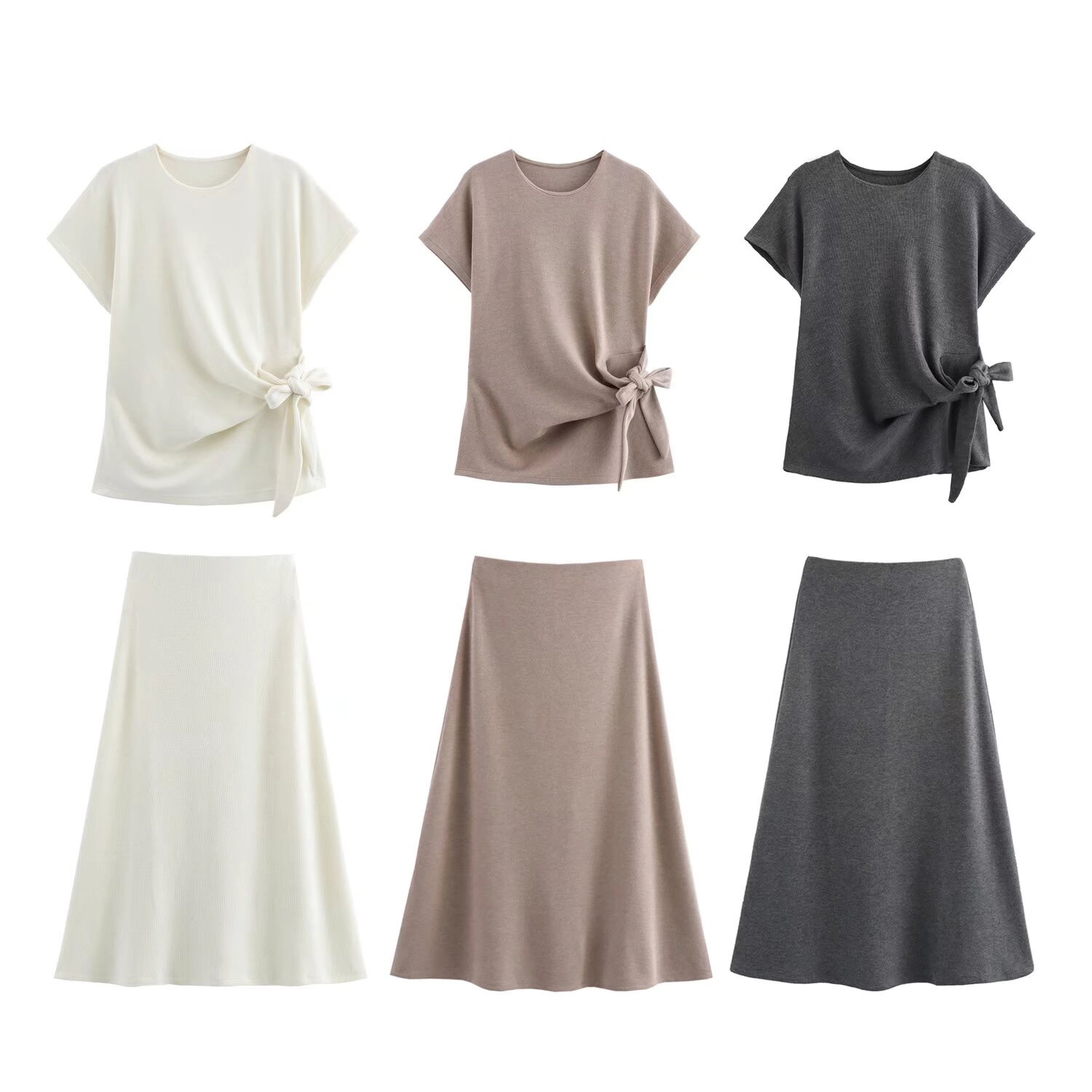 Haut doux à manches courtes pour femme, style européen et américain, mode trempée, taille haute élastique, jupe mi-longue, nouveau