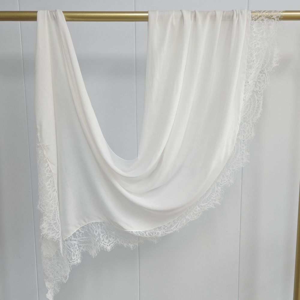 Nouveau turban instantané musulman avec bordure en dentelle, en coton respirant, couvre-tête intégral, couleur unie, hijab uni