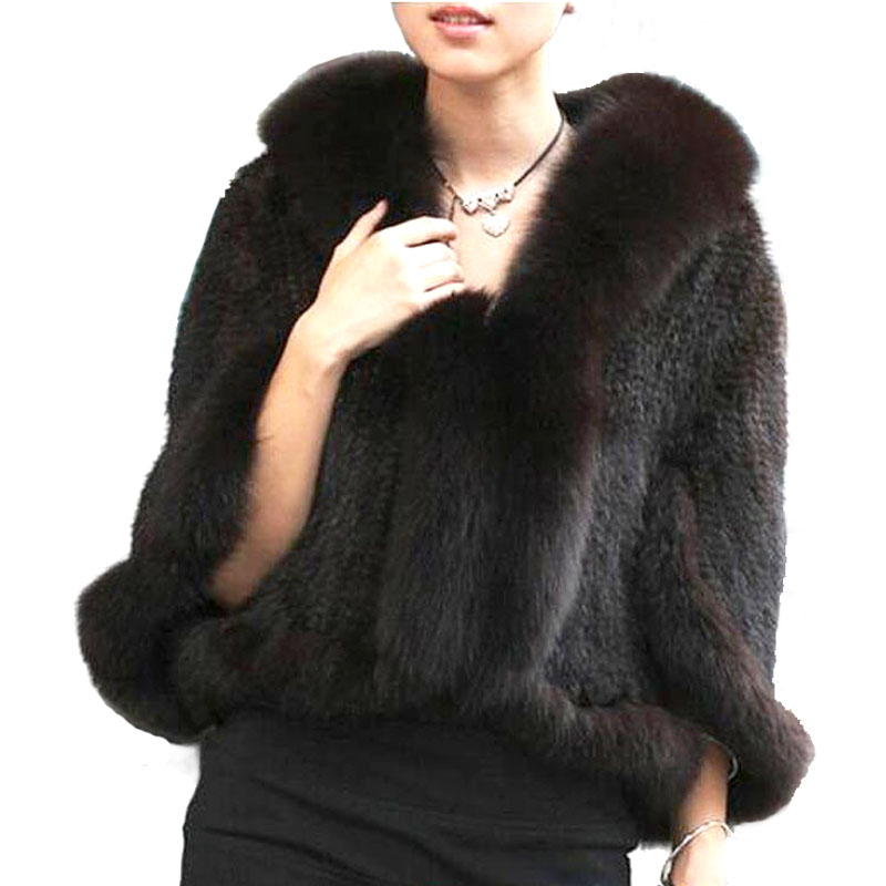 Automne hiver dames véritable tricoté vison fourrure châles col de fourrure de renard femmes fourrure Pashmina enveloppes mariée Cape manteau veste