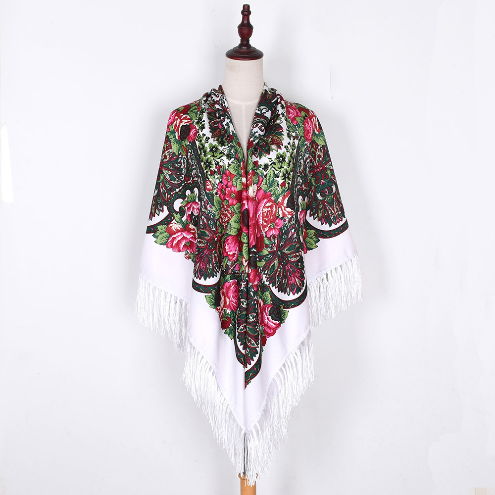 Foulard russe 21 châles pour femmes, fête de mariage, mouchoir à franges, manille espagnole, grande tête de style ethnique, plumeau à fleurs rondes