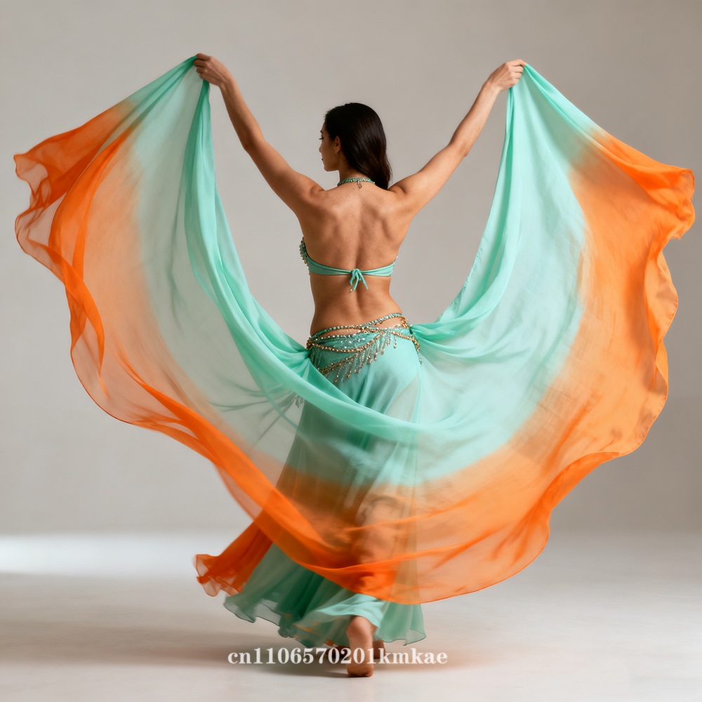 Voiles de danse du ventre 100% en soie véritable, peuvent être personnalisés, accessoires de spectacle, écharpe teinte à la main