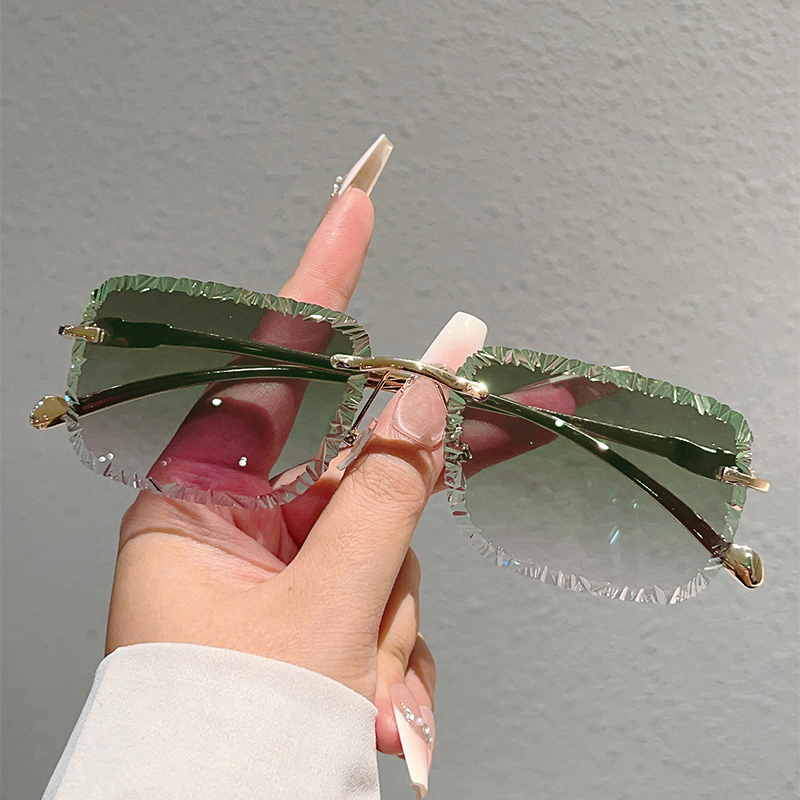 Lunettes de soleil carrées sans monture pour hommes, style vintage, dégradé, décontractées, pour femmes, tendance, design de marque de luxe, lunettes de soleil décoratives