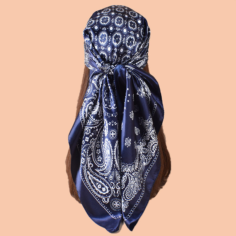 Grand foulard carré 90*90cm pour femme, en satin de soie, hijab, écharpe, bandana de plage, foulard pour cheveux