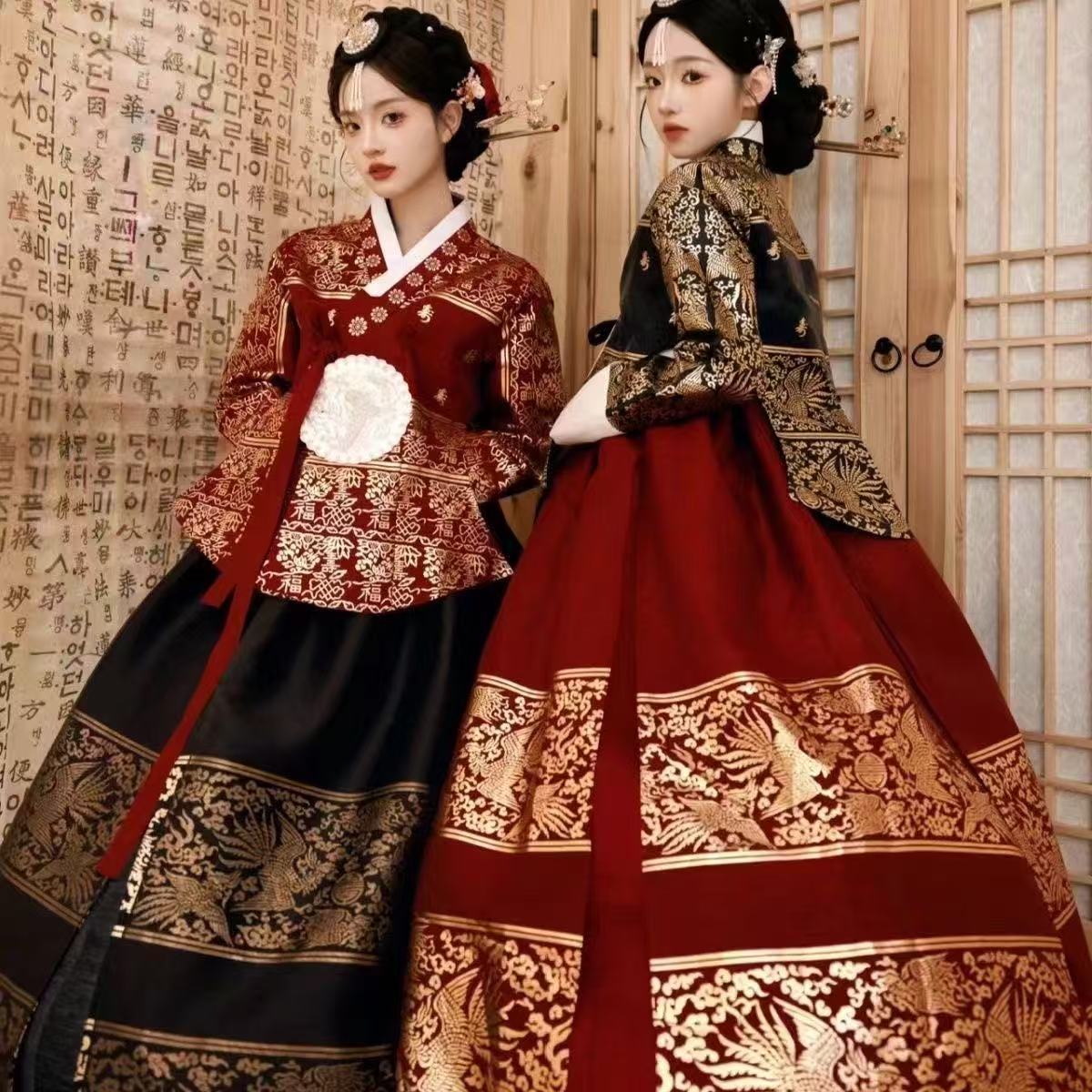 Costume traditionnel coréen Hanbok de Style Court pour femmes, robe de photographie de mariage de voyage Yanji plaquée argent et or, haut de gamme