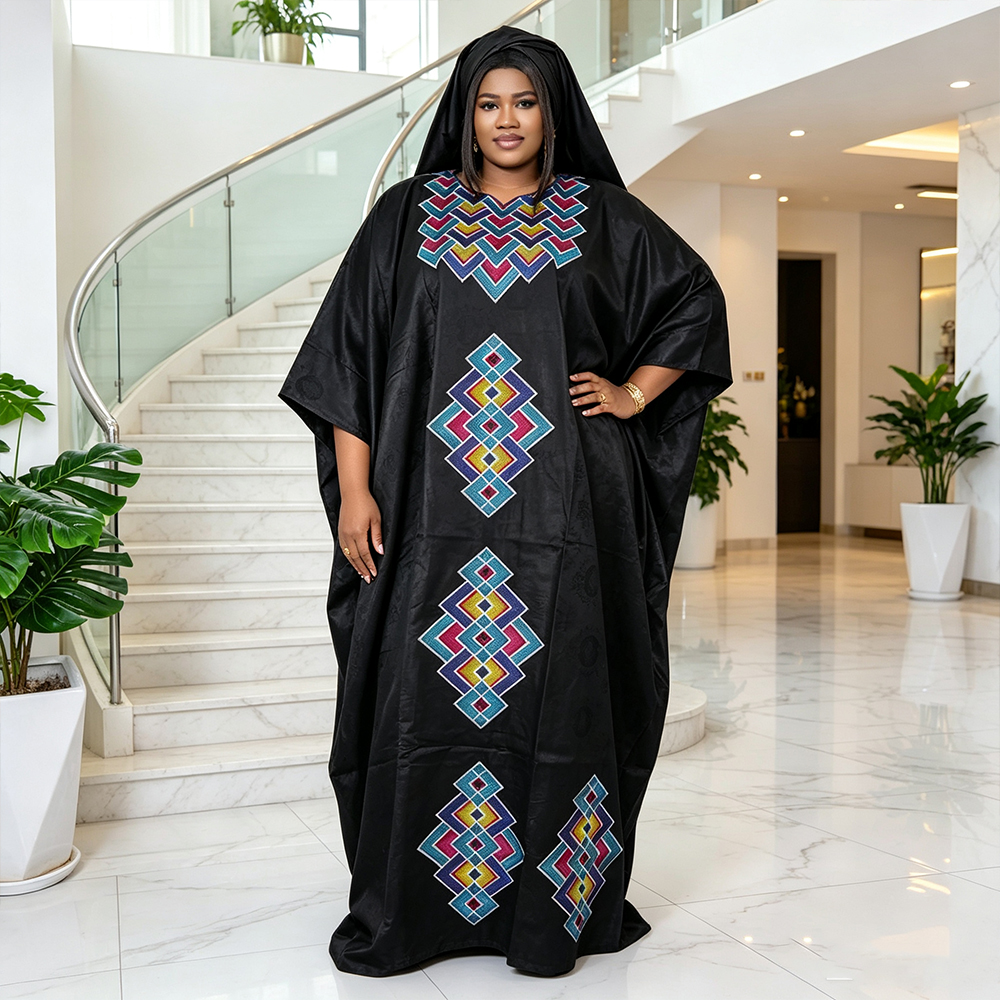 Robes Africaines pour Femmes, Robe de Soirée Traditionnelle Grande Taille, Vêtements de Mariage et de Fête, Robe de Luxe Broderie Bazin Riche
