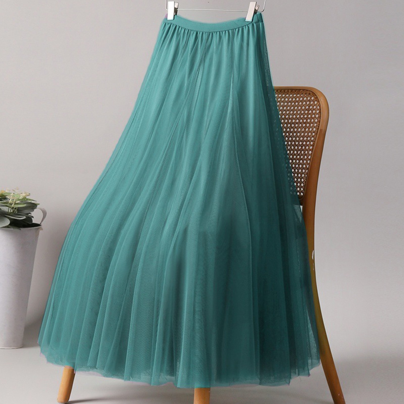 Jupes élégantes en Tulle pour femmes, taille haute, jupe plissée en maille, mode coréenne, taille élastique, tout assorti, jupes trapèze
