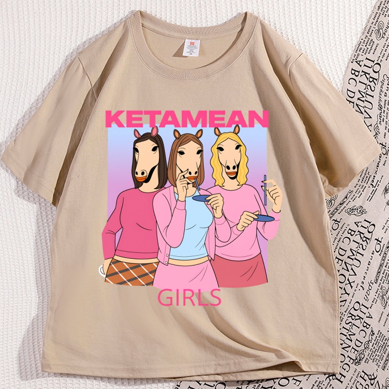 Ketamean filles T-shirt décontracté coton à manches courtes T-shirt drôle Humor à la mode T-shirt ample haut col en o vêtements surdimensionnés t-shirts