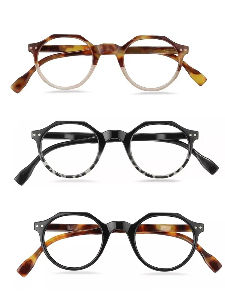 Lunettes de lecture rondes pour femmes, Anti-lumière bleue, sur Prescription, grand cadre, hypermétropie, fausses lunettes + 0 + 3.5