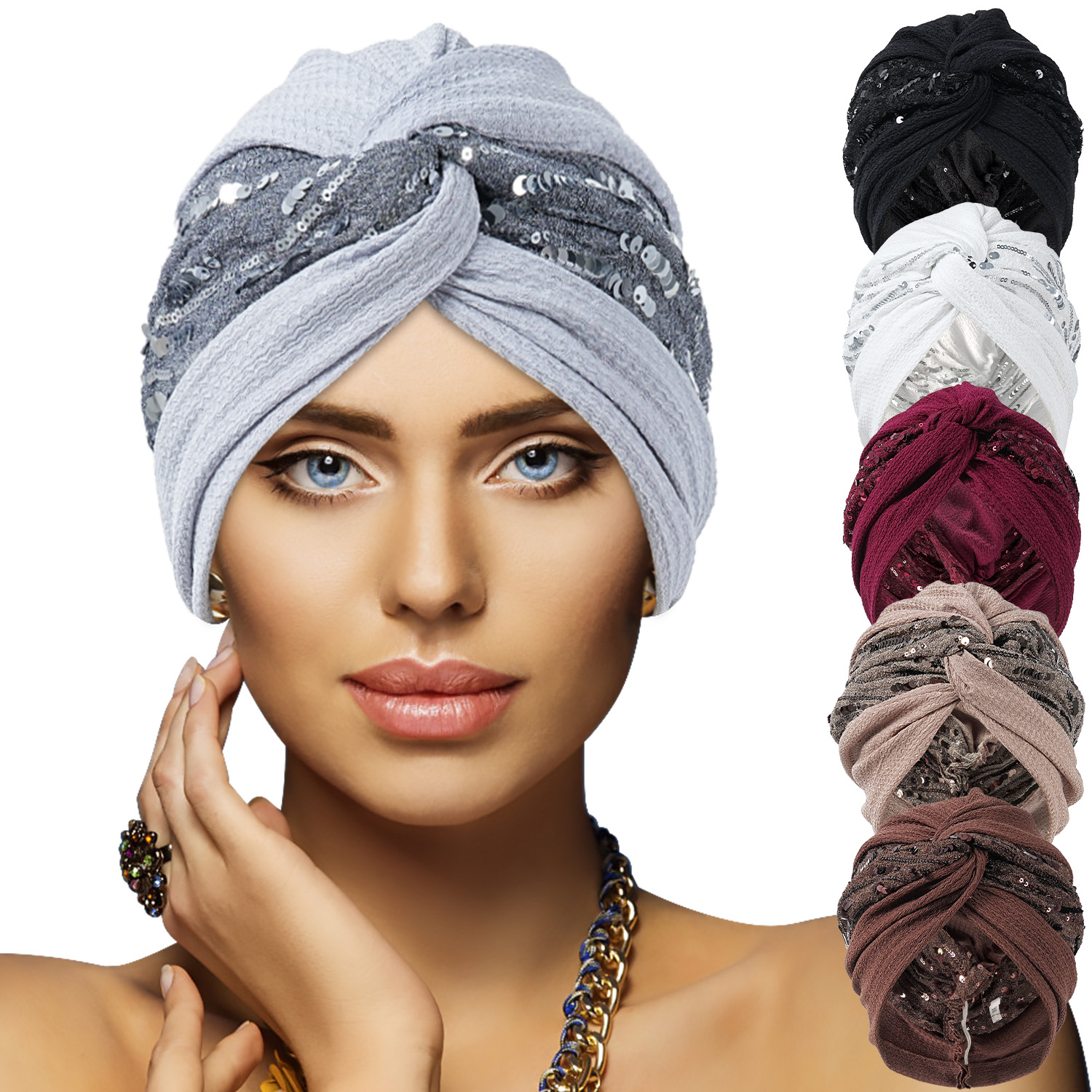Bonnet pour femmes, Turban, bourgeon plié, foulard exquis, décontracté, confortable, mode, polyvalent, chaud, chapeau croisé, bord froissé, dentelle