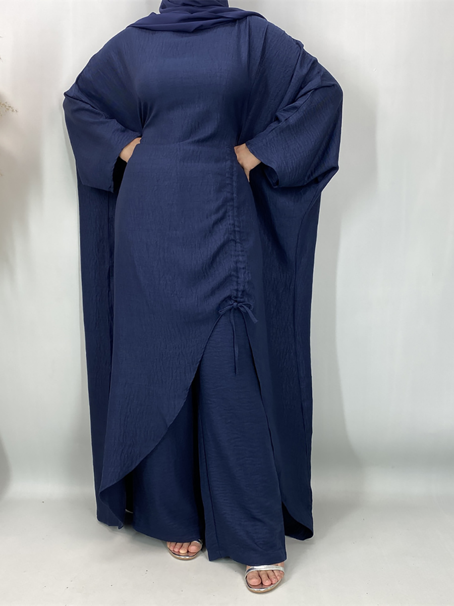 Ensemble Abaya Dubaï 2 pièces, haut et pantalon, pour femmes musulmanes, tenue modeste pour le Ramadan, robe Kaftan, vêtements islamiques pour femme musulmane