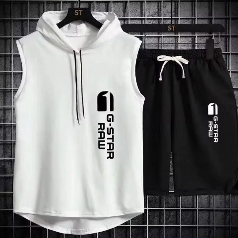 Ensemble de survêtement pour homme, vêtements de sport d'été, t-shirt et short deux pièces, survêtement de marque, jogging, tenue de sport pour homme, vêtements de fitness, vêtements d'exercice