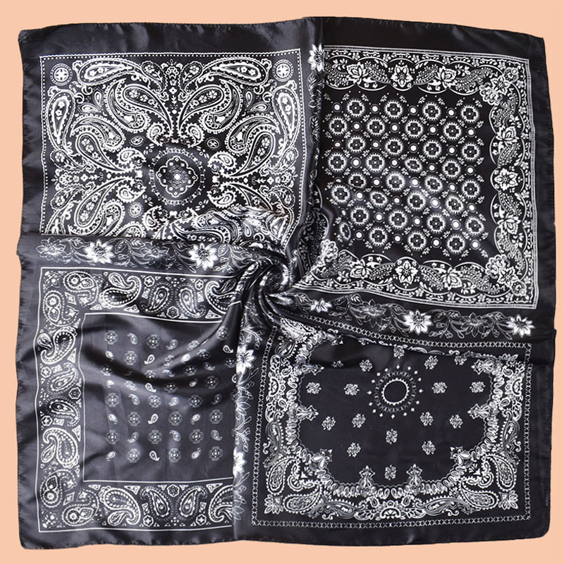 Grand foulard carré 90*90cm pour femme, en satin de soie, hijab, écharpe, bandana de plage, foulard pour cheveux