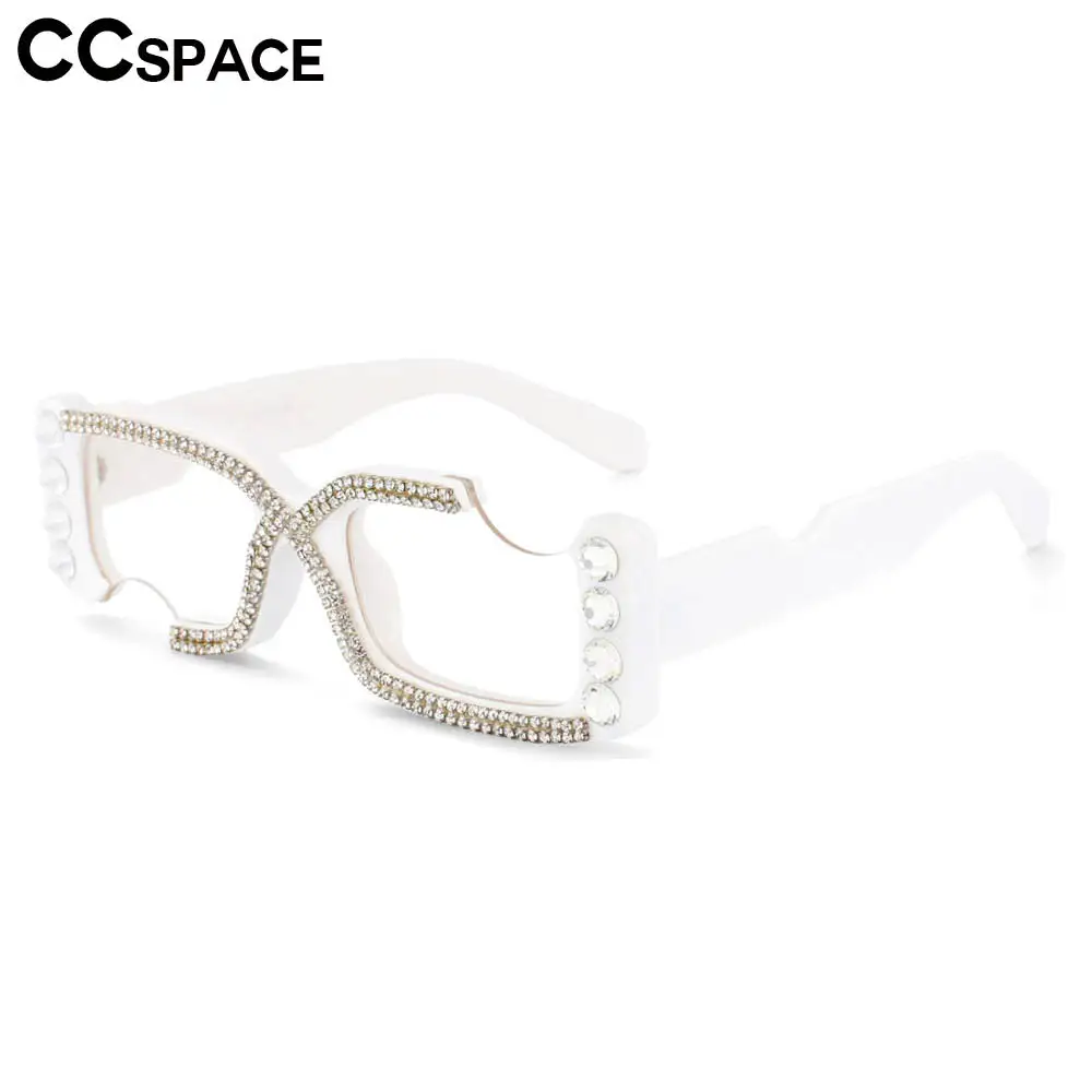 53614 femmes luxe diamant carré Anti bleu lunettes montures mode ordinateur lunettes Rectangle rose lunettes