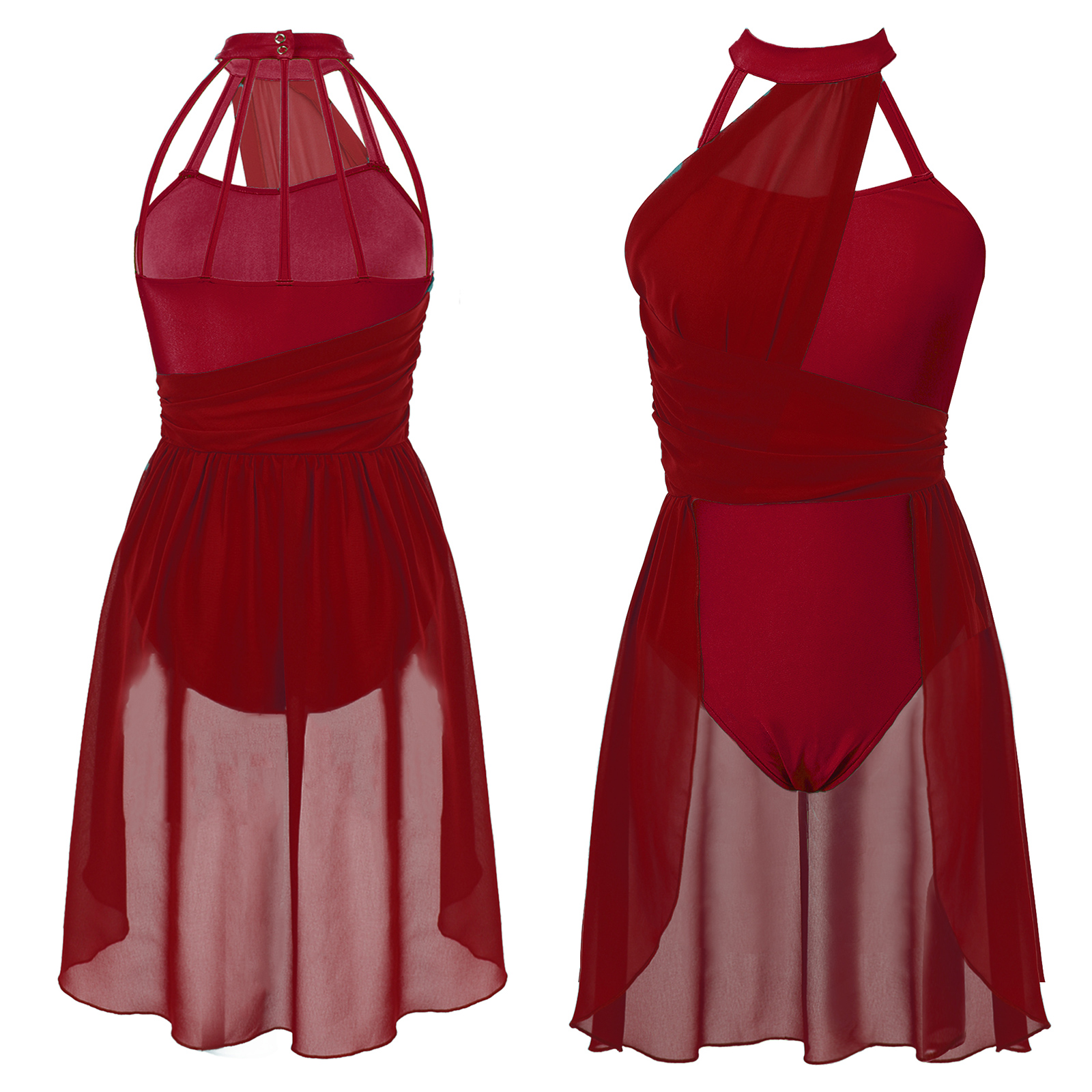 Robe de brevLyrique Contemporaine pour Femme Adulte, Costume en Mousseline Froncée, Patchwork, Ballet, Justaucorps, Ballerine