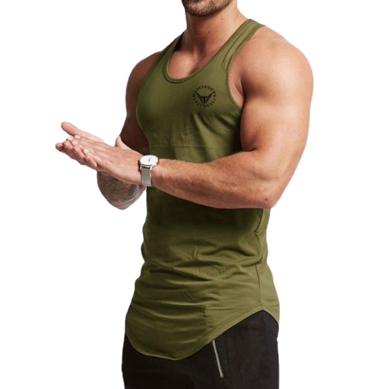 Gilet de sport d'été en coton pour hommes, T-shirt confortable à bascule, vêtements d'entraînement
