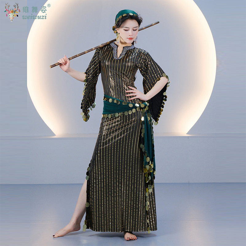Robe de danse orientale pour femmes, style Shaabi Baladi Saidi, avec de grandes paillettes, costume de scène, vêtements de compétition de danse orientale