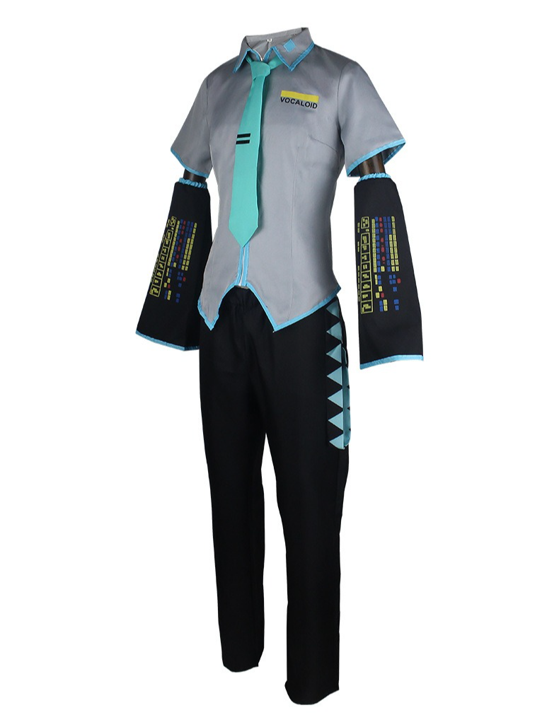 Costume de Cosplay Miku pour hommes, Costume gris en tissu, uniforme de Style masculin, chemise et pantalon, cravate, tenue complète, Performance Anime Cos