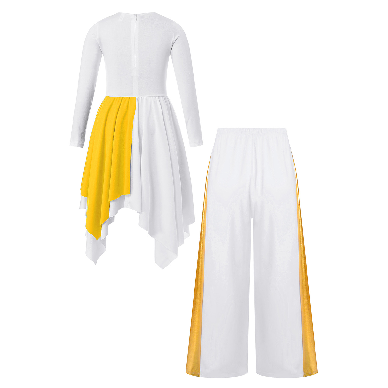 Ensemble de costumes de danse lyrique pour filles, tenue de spectacle de chorale d'église de danse de salle de bal, tunique de danse, robe et pantalon
