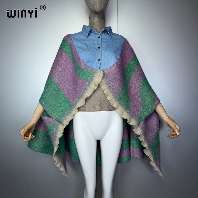 Poncho d'hiver tendance pour femmes WINYI, manteau africain, robe musulmane, abaya, veste cape de luxe pour femmes du Moyen-Orient