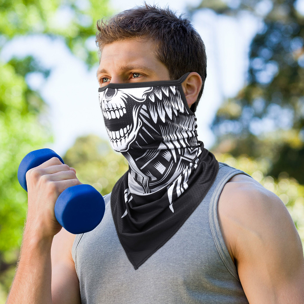 Bandana d'été respirant imprimé tête de mort, écharpe de Protection solaire, couverture faciale à séchage rapide, masque réutilisable, guêtre de cou, cadeau d'halloween