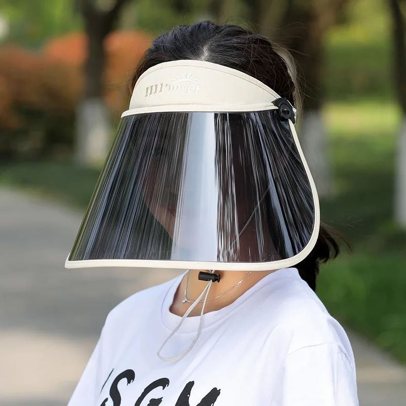 Chapeaux de soleil transparents pour femmes, Protection Uv d'été, roulable, grand bord large, visière vide Portable, casquette de plage pliable