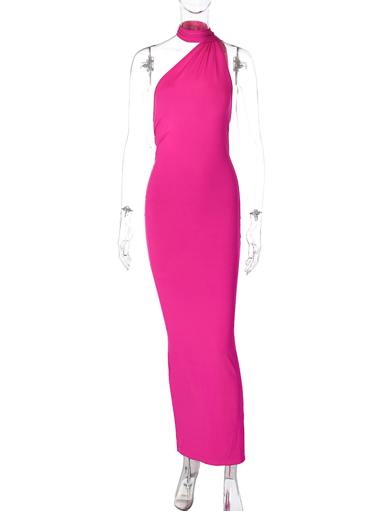 Hugcitar – robe Maxi asymétrique épaule dénudée, dos nu, écharpe réglable, froncée, Sexy, élégante, Y2K, Streetwear, tenue de Festival