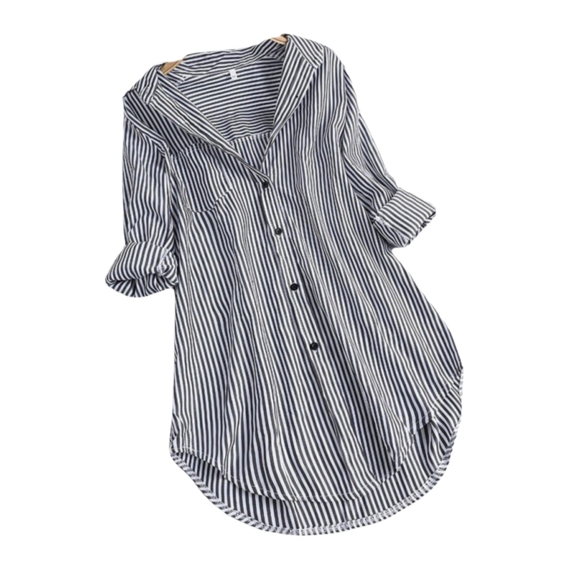 Chemise élégante rayée à manches longues, coupe ample, printemps-été, confortable, décontractée, style basique tendance, mélange de polyester