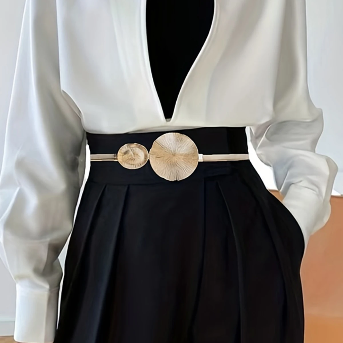 Ceinture à chaîne dorée pour femmes, élastique, pour robe, en métal argenté, accessoire de luxe Y2k