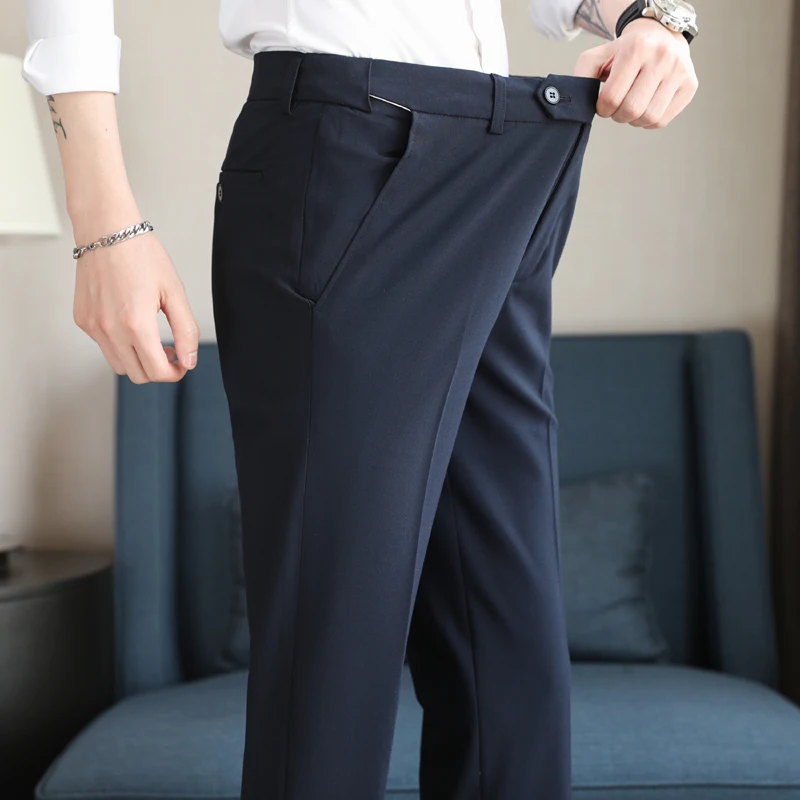 Pantalon slim imbibé pour hommes, surintendant de mariage formel, pantalon habillé décontracté, affaires sociales, mode de marque, printemps, grande taille, 44, 42, 40, 2024