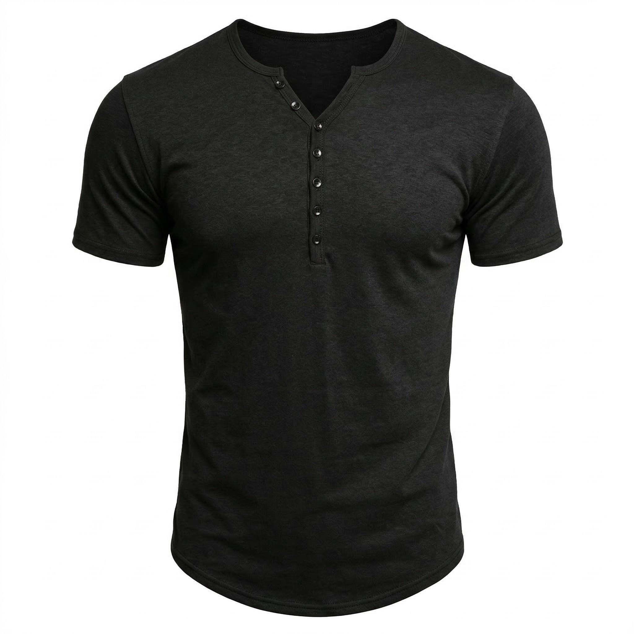 T-shirt pour homme, décontracté, de haute qualité, manches courtes, col Henry, t-shirts pour homme, mode, t-shirt basique pour homme
