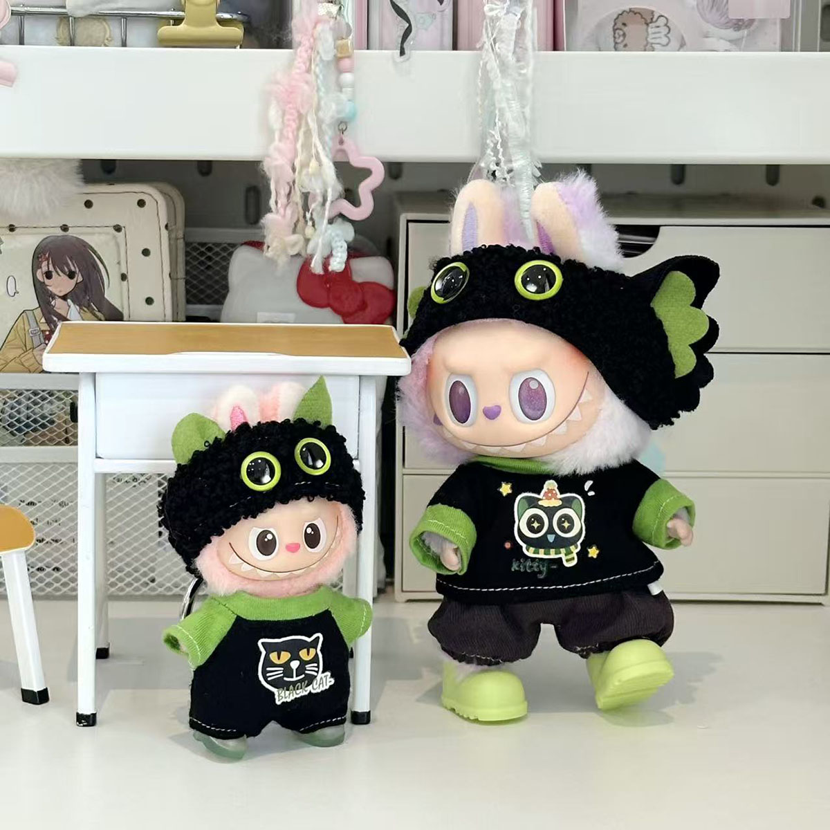 [Pas de poupée] vêtements de poupée en peluche Luo Xiaohei ensemble Parent enfant pour vêtements de poupée Labubu bricolage vêtement costume accessoires