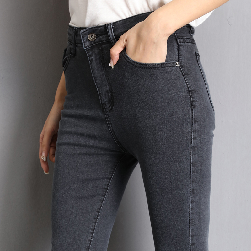 Jean pour femme maman jean bleu gris noir femme haute élastique Stretch jean femme lavé Denim maigre crayon pantalon