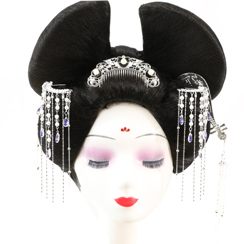 Kimono noir japonais pour femmes, accessoires pour cheveux, coiffure grand papillon, modèle Show Prairie fur s Up