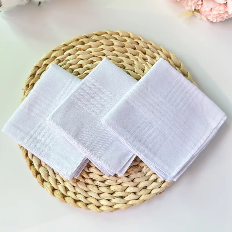 Lot de 6 mouchoirs unisexes en pur coton blanc avec bords en satin de couleurs unies, cadeaux de mariage pour les jeunes mariés, peuvent être utilisés comme tissus absorbants.