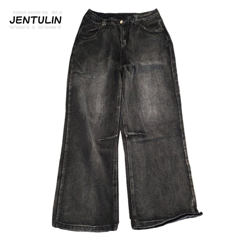 Jean gothique américain unisexe, pantalon large rétro Y2K, mode Hip-Hop, Streetwear, Harajuku, noir, décontracté